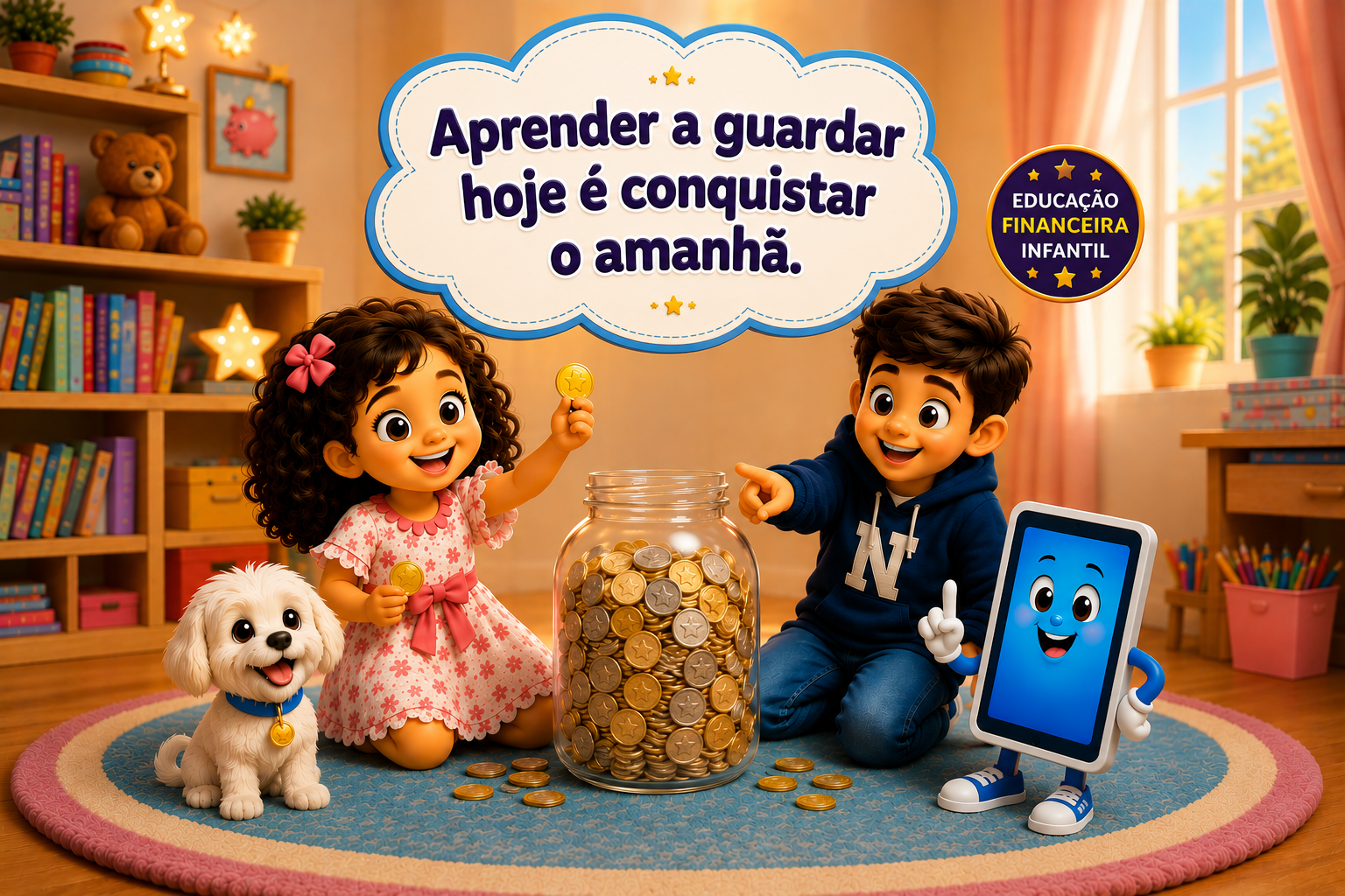 Tela inicial do app da Turma da Bela e do Nino com Bela e Nino